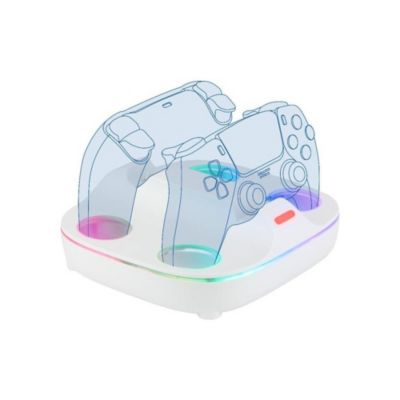 Konix Station de charge RGB pour 2 manettes DualSense PS5 Blanc - vue 4