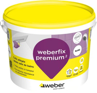 Colle allégée pour carrelage spéciale salle de bain WEBER.FIX PREMIUM ² D2 ET Le Seau de 5 Kg