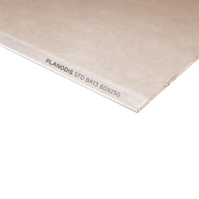 Plaque de plâtre standard BA13 NF Planodis 250 x 60 cm ép.12 5 mm vendue à la plaque