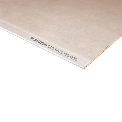 Plaque de plâtre standard BA13 NF Planodis 250 x 120 cm ép.12 5 mm vendue à la plaque