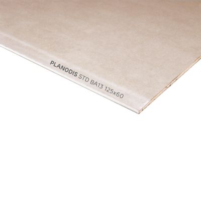 Plaque de plâtre standard BA13 Planodis 125 x 60 cm ép.12 5 mm vendue à la plaque