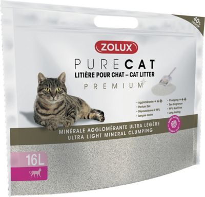 Litière agglomérante premium pour chat Purecat 16L