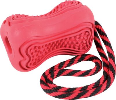 Jouet pour chien caoutchouc avec corde Titan M rouge