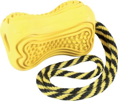 Jouet pour chien caoutchouc avec corde Titan M jaune