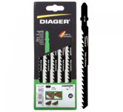 Diager Lames de scie sauteuse hcs pour bois coupe courbe L011W5 5 lames 100 / 75 mm 6 tpi 4 mm 'T' Coupe courbe