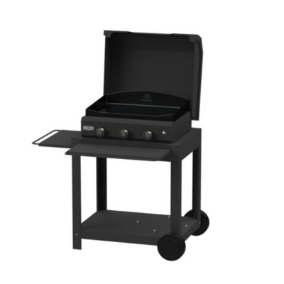 Plancha gaz Amalia sur chariot inox avec couvercle Le Marquier