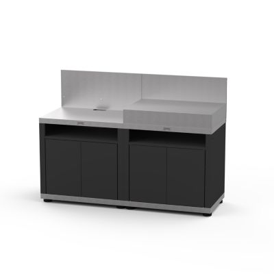 Cuisine d'extérieur 2 éléments avec crédence inox noir Le Marquier