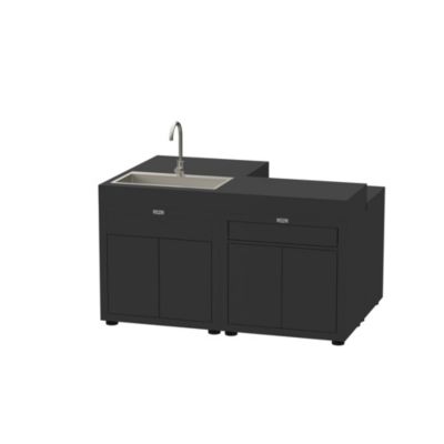 Cuisine 4 éléments ilot acier epoxy noir Le Marquier