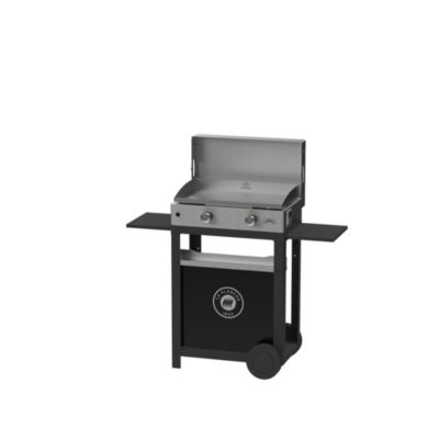 La Plancha Inox Duo Edition : Plancha 260 Gaz + Chariot + Couvercle Inox+ Porte Épices Et Rideau Le Marquier