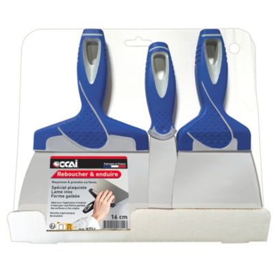 Ocai - Lot de 3 couteaux plaquiste inox Ocai 4/6/10 cm