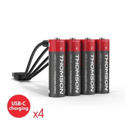 Lot De 4 Piles Lithium Rechargeables Aa Lr06 1 5 V Avec Câble Usb c Power+ - vue 1