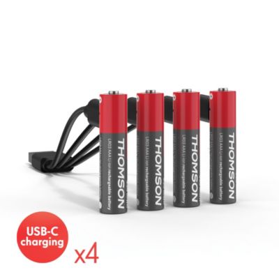 Lot De 4 Piles Lithium Rechargeables Aaa Lr03 1 5 V Avec Câble Usb c Power+ - vue 1