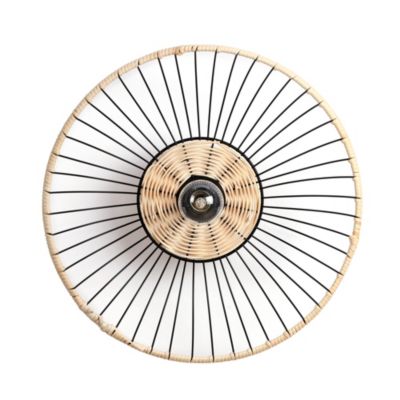 Applique Soliflore E27 IP20 Ø.38 cm Lussiol rotin et métal noir