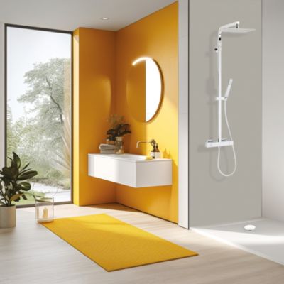 Colonne de douche thermostatique anti-brà»lure avec pomme de tête  douchette et flexible  chrome  Valentin Touareg