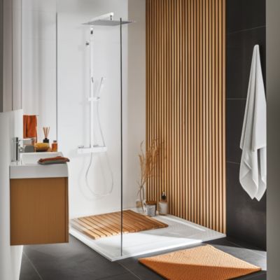 Colonne de douche thermostatique avec pomme de tête  douchette et flexible  chrome  Valentin Allure