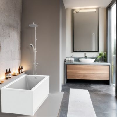 Baignoire Embleme Comododo solo 170 x 75 cm sans tablier + Colonne de douche Valentin