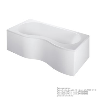 Baignoire asymétrique d'angle gauche Folk 180 x 90 cm sans tablier Valentin