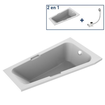 Baignoire asymétrique angle droit Chaloop 160 x 90 cm sans tablier Valentin