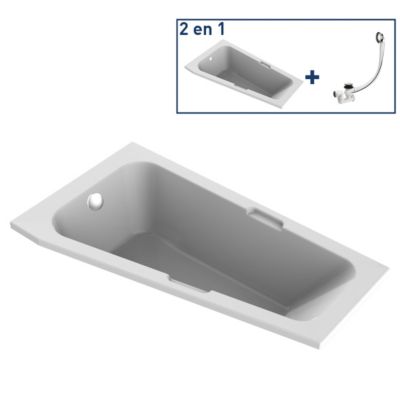 Baignoire asymétrique angle gauche Chaloop 160 x 90 cm sans tablier Valentin