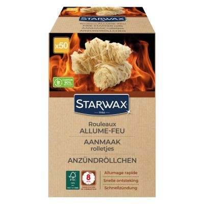 Allume-feu rouleaux pour barbecue et cheminée, 50 pièces allumage rapide Starwax - Starwax