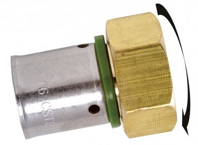 QUICK PLOMBERIE Raccord droit avec écrou libre à sertir laiton F 20 x 27 pour tube en per