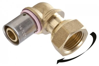 QUICK PLOMBERIE Raccord coudé avec écrou libre à sertir laiton F 15 x 21 pour tube en per