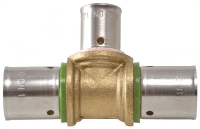 QUICK PLOMBERIE Raccord Té inégal à sertir laiton D.16 pour tube en per
