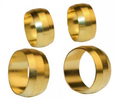 Lot de 4 bagues serrage biconique laiton D.10 pour tube en cuivre