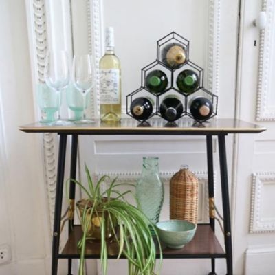 Range-bouteilles métal noir, 6 compartiments