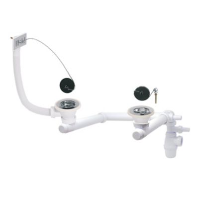 Kit pour évier avec siphon réglable blanc 60mm, bouchon et trop-plein Wirquin