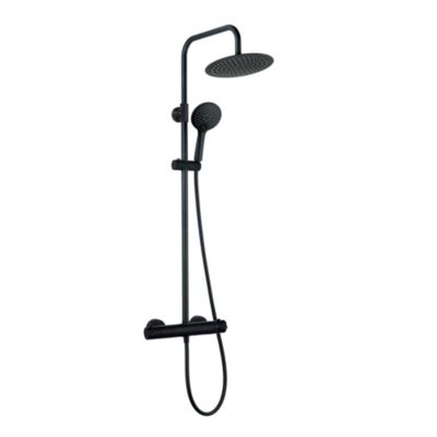 Colonne de douche thermostatique avec pommeau et douchette 3 jets  noir  Kramer Saro