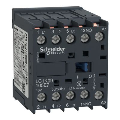 Lc1k09105e7 Schneider Mini Contacteur Tripolaire 3no Bobine 48vca Vis étrier Tesys Lc1k09