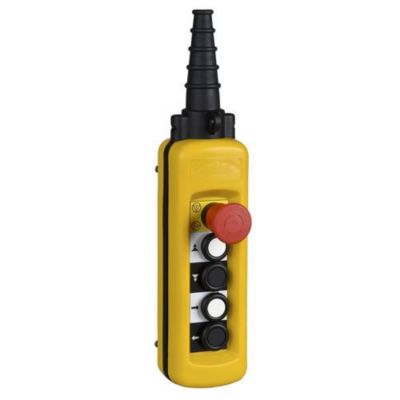 Boîte à boutons suspendue Schneider Electric XACA49141 4 poussoirs + arrêt d'urgence jaune - vue 2