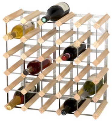 Casier 30 bouteilles en bois et métal galvanisé