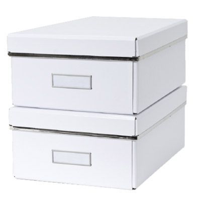 Image of 2 boîtes de rangement en carton Manhattan taille 2 blanche 3389974773422_CAFR