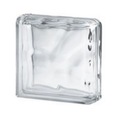 Pavé de verre terminale courbée Nuage incolore 19 x 19 cm, ép.80 mm