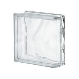 Pavé de verre terminale Nuage incolore 19 x 19 cm, ép.80 mm