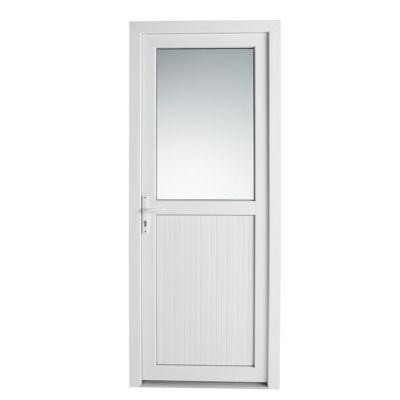 Porte de service pvc 1/2 vitrée Servicio 80 x h.205 poussant droit