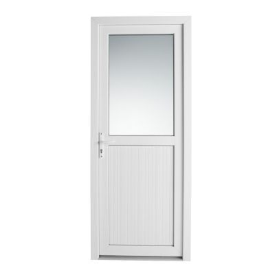Porte de service pvc 1/2 vitrée Servicio 80 x h.205 poussant gauche