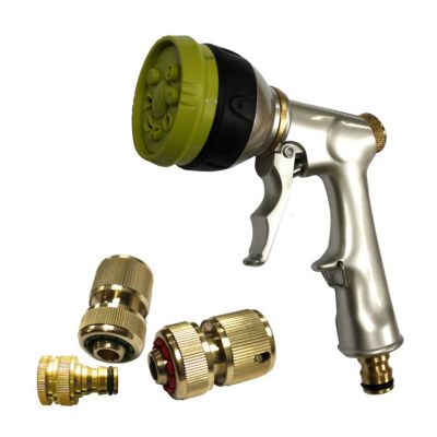 Kit d'arrosage avec pistolet multifonctions en métal