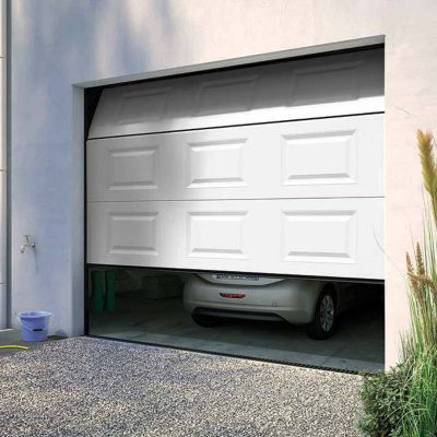 Porte De Garage Sectionnelle Motorisee A Cassettes Paris Blanche L 240 X H 200 Cm Pre Montee Castorama