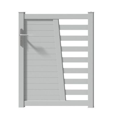 Portillon aluminium Tessy gris taupe 7037 sablé - 100 x h.128 6 cm