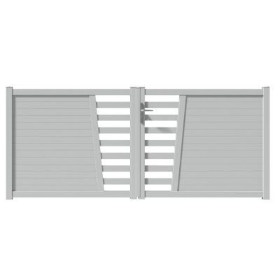 Portail aluminium Tessy gris taupe 7037 sablé - 300 x h.128 6 cm