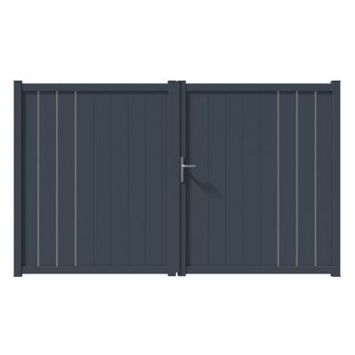 Portail aluminium Vallois gris 7016 sablé - 300 x h.160 cm