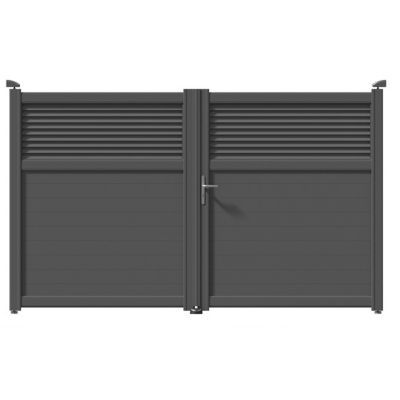 Portail aluminium Annoire gris 7030 - 300 x h.179 cm