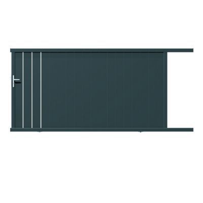 Portail Jardimat coulissant aluminium Valois gris 300 x h.180 cm