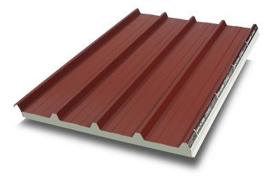 Plaque acier sandwich rouge 8012, 300 x 100 cm (vendue à la plaque)