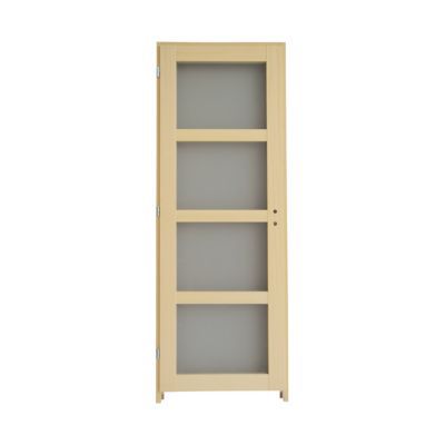 Bloc porte plaqué ayous 4 carreaux vitrés 83cm poussant droit