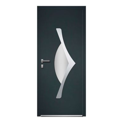 Porte d'entrée aluminium 4 ALU Thor gris 90 x h.215 cm poussant droit