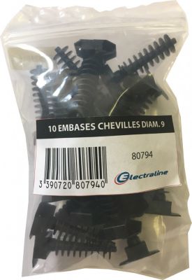 Lot de 10 embases pour cheville .9 mm
